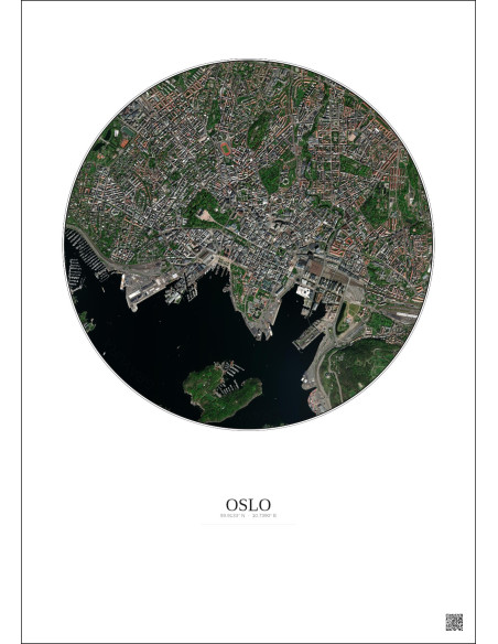 Oslo Satellite View Poster 2.5km Color | Gravura – Light background