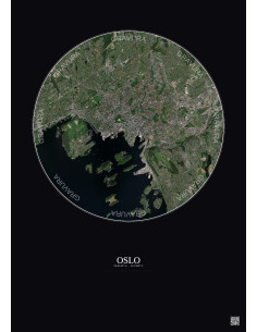 Affiche Oslo – Poster vue satellite 6km Couleur | Gravura – Fond foncé