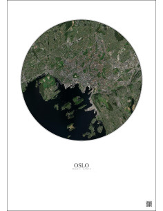 Affiche Oslo – Poster vue satellite 6km Couleur | Gravura – Fond clair