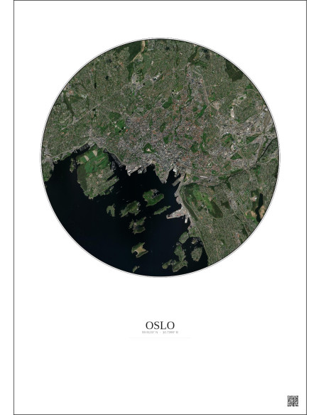 Oslo Satellite View Poster 6km Color | Gravura – Light background