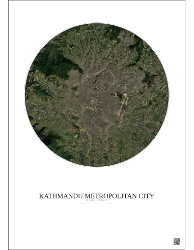 Kathmandu Metropolitan City Satellite View Poster 10km Color | Gravura – Light background
