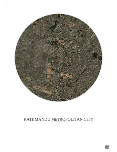 Affiche Kathmandu Metropolitan City – Poster vue satellite 2.5km Couleur | Gravura – Fond clair