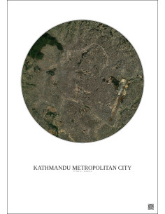 Affiche Kathmandu Metropolitan City – Poster vue satellite 6km Couleur | Gravura – Fond clair