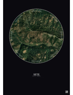 Affiche Sete – Poster vue satellite 2.5km Couleur | Gravura – Fond foncé