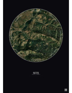 Affiche Sete – Poster vue satellite 5km Couleur | Gravura – Fond foncé