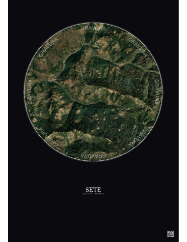 Sete Satellite View Poster 5km Color | Gravura – Dark background