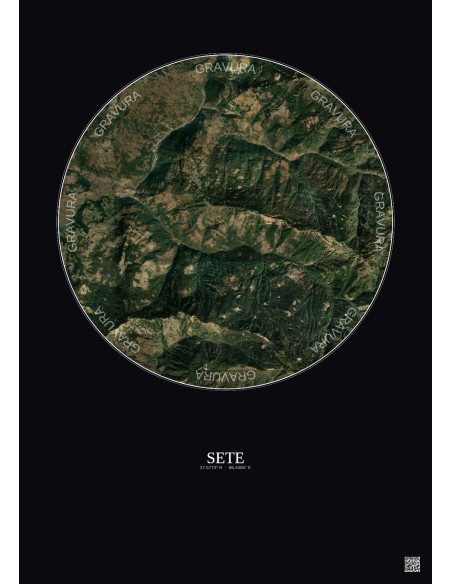 Sete Satellite View Poster 5km Color | Gravura – Dark background