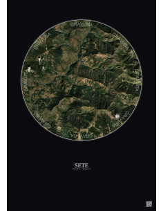Affiche Sete – Poster vue satellite 10km Couleur | Gravura – Fond foncé