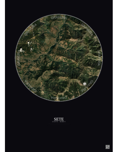 Sete Satellite View Poster 10km Color | Gravura – Dark background