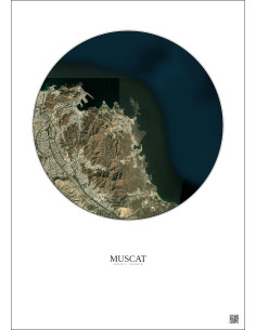 Affiche Muscat – Poster vue satellite 6km Couleur | Gravura – Fond clair
