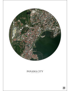 Affiche Panama City – Poster vue satellite 2.5km Couleur | Gravura – Fond clair