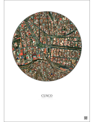 Affiche Cusco – Poster vue satellite 0.5km Couleur | Gravura – Fond clair