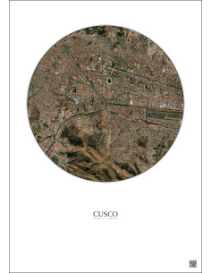 Affiche Cusco – Poster vue satellite 2.5km Couleur | Gravura – Fond clair
