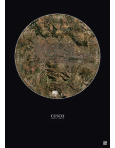 Affiche Cusco – Poster vue satellite 5km Couleur | Gravura – Fond foncé