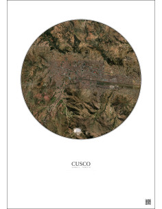 Affiche Cusco – Poster vue satellite 5km Couleur | Gravura – Fond clair