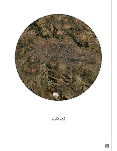 Affiche Cusco – Poster vue satellite 5km Couleur | Gravura – Fond clair