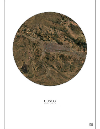Affiche Cusco – Poster vue satellite 10km Couleur | Gravura – Fond clair