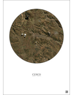 Affiche Cusco – Poster vue satellite 20km Couleur | Gravura – Fond clair