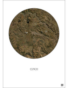 Affiche Cusco – Poster vue satellite 30km Couleur | Gravura – Fond clair