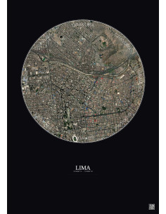 Affiche Lima – Poster vue satellite 2.5km Couleur | Gravura – Fond foncé