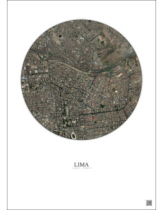 Affiche Lima – Poster vue satellite 2.5km Couleur | Gravura – Fond clair