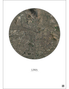 Affiche Lima – Poster vue satellite 6km Couleur | Gravura – Fond clair