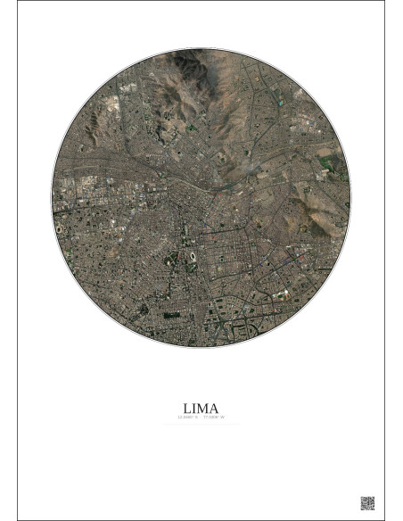 Affiche Lima – Poster vue satellite 6km Couleur | Gravura – Fond clair