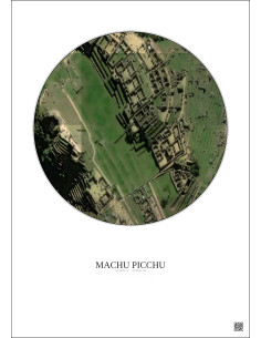 Affiche Machu Picchu – Poster vue satellite 0.1km Couleur | Gravura – Fond clair