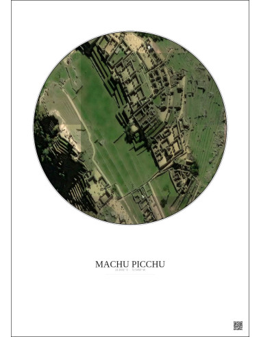 Affiche Machu Picchu – Poster vue satellite 0.1km Couleur | Gravura – Fond clair