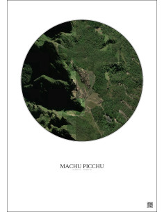 Affiche Machu Picchu – Poster vue satellite 0.5km Couleur | Gravura – Fond clair