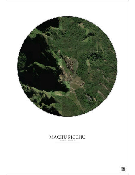 Affiche Machu Picchu – Poster vue satellite 0.5km Couleur | Gravura – Fond clair