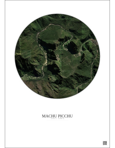 Machu Picchu Satellite View Poster 2.5km Color | Gravura – Light background