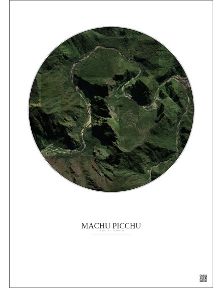 Machu Picchu Satellite View Poster 2.5km Color | Gravura – Light background