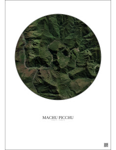 Affiche Machu Picchu – Poster vue satellite 5km Couleur | Gravura – Fond clair