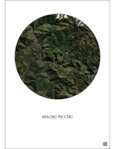 Affiche Machu Picchu – Poster vue satellite 10km Couleur | Gravura – Fond clair
