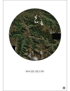 Affiche Machu Picchu – Poster vue satellite 20km Couleur | Gravura – Fond clair