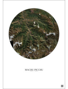 Affiche Machu Picchu – Poster vue satellite 30km Couleur | Gravura – Fond clair
