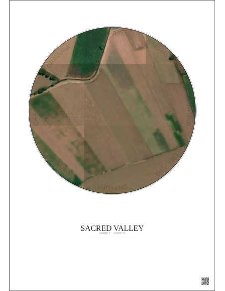 Affiche Sacred Valley – Poster vue satellite 0.1km Couleur | Gravura – Fond clair
