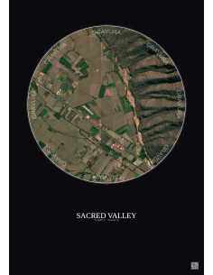 Affiche Sacred Valley – Poster vue satellite 0.5km Couleur | Gravura – Fond foncé
