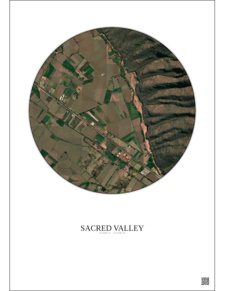 Affiche Sacred Valley – Poster vue satellite 0.5km Couleur | Gravura – Fond clair