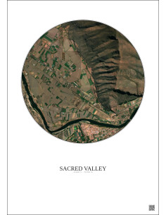 Affiche Sacred Valley – Poster vue satellite 1km Couleur | Gravura – Fond clair