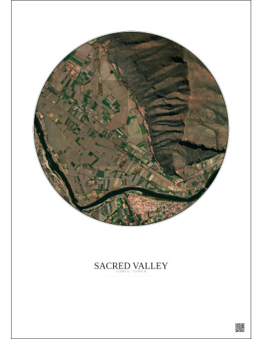Sacred Valley Satellite View Poster 1km Color | Gravura – Light background