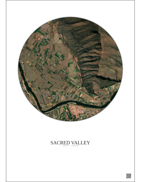 Sacred Valley Satellite View Poster 1km Color | Gravura – Light background