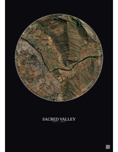 Affiche Sacred Valley – Poster vue satellite 2.5km Couleur | Gravura – Fond foncé