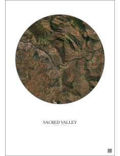 Affiche Sacred Valley – Poster vue satellite 5km Couleur | Gravura – Fond clair