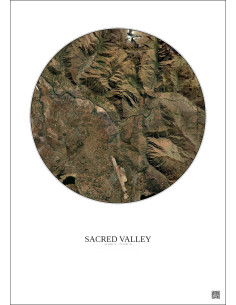 Affiche Sacred Valley – Poster vue satellite 10km Couleur | Gravura – Fond clair