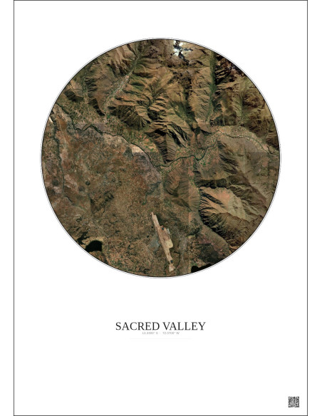 Affiche Sacred Valley – Poster vue satellite 10km Couleur | Gravura – Fond clair