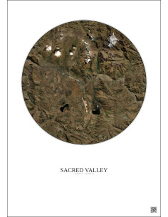 Affiche Sacred Valley – Poster vue satellite 20km Couleur | Gravura – Fond clair