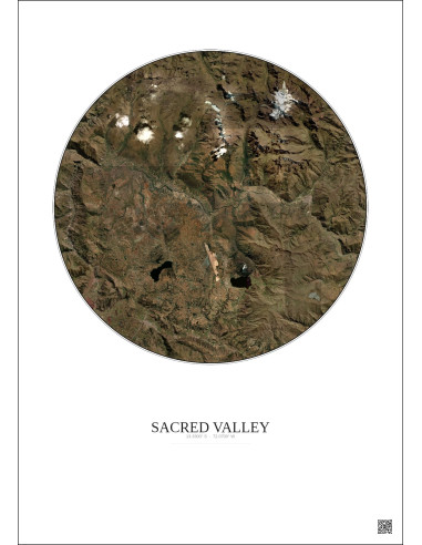 Affiche Sacred Valley – Poster vue satellite 20km Couleur | Gravura – Fond clair