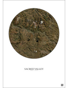 Affiche Sacred Valley – Poster vue satellite 30km Couleur | Gravura – Fond clair